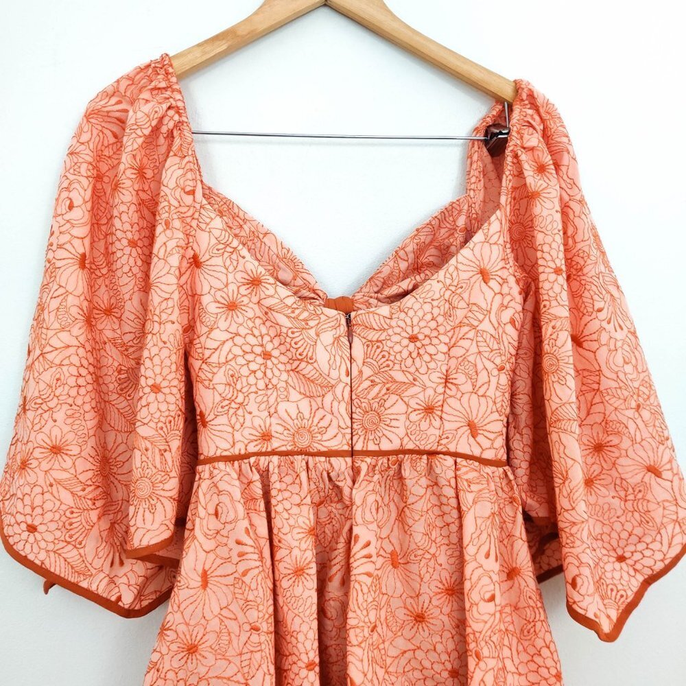 Azulu Maiori Cut-Out Embroidered Mini Dress in Orange XS - Picture 10 of 13